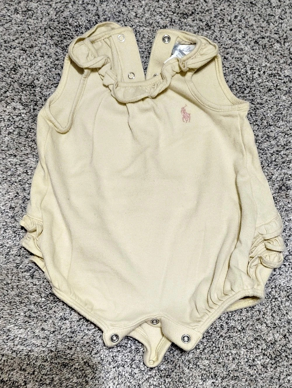 Ralph Lauren Infant Girls Yellow Ruffle Romper Baby 3M Ruffle Cotton Bodysuit